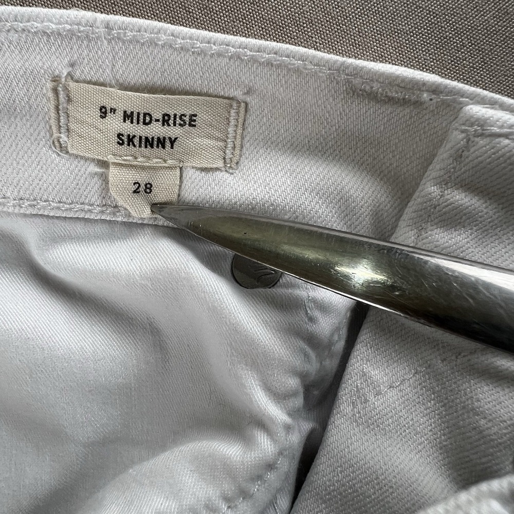 Madewell White High Rise Skinny Jeans Button Fly Raw Hem Womens Size 27 - Picture 10 of 13